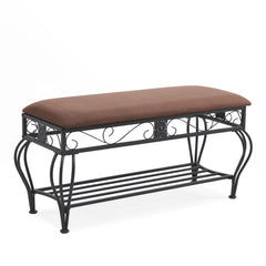 Shoe Rack Bench for Entryway, Upholstered Industrial Storage Bench