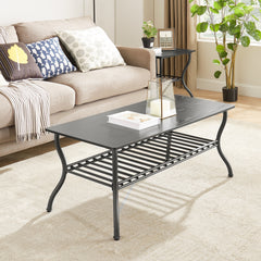 Modern 3-Piece Coffee Table Set, Black Retro Design for Living Room