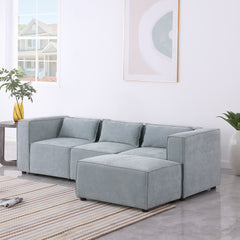 modular sofa Grayish blue chenille fabric, simple and grand, the seat and back is very soft. this is also a KNOCK DOWN sofa
