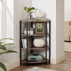 4-Tier Corner Bookshelf, Space-Saving Open Shelf