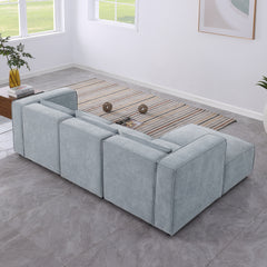 modular sofa Grayish blue chenille fabric, simple and grand, the seat and back is very soft. this is also a KNOCK DOWN sofa