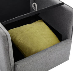 Swivel Accent Chair, Comfy single Sofa chair with storage, Modern arm chair for Living Room, Fabric Swivel Armchair with Metal Base (Gary)