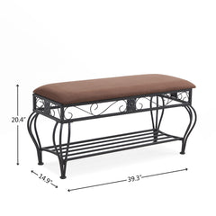 Shoe Rack Bench for Entryway, Upholstered Industrial Storage Bench