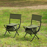 2-Piece Folding Outdoor Chairs with Storage Bag for Camping & Picnics, Portable Green
