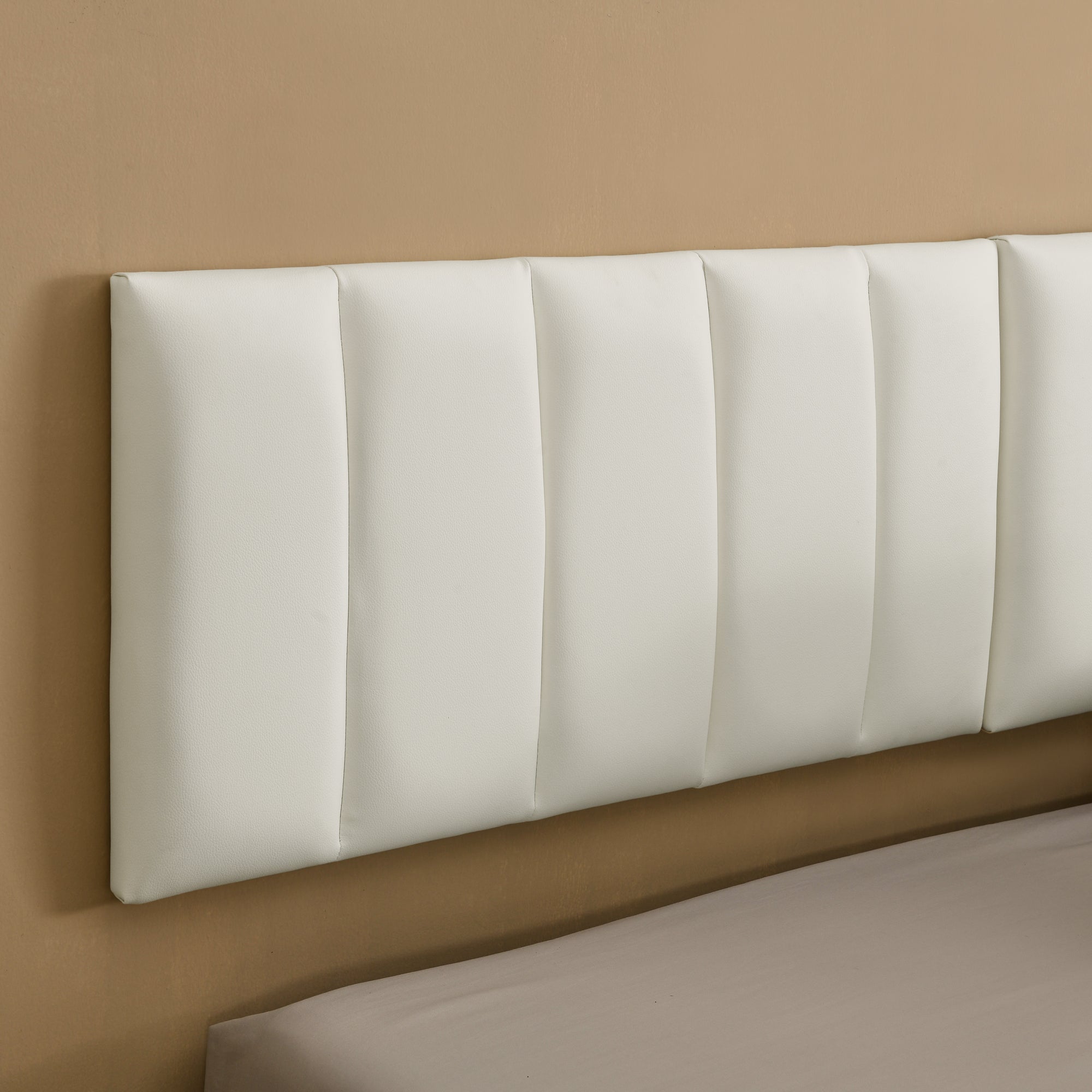 Queen Floating Bed Frame with LED Lights and Wall Mounted Headboard Modern Low Profile Led Platform Bed Frame Queen Size Faux Leather Upholstered Platform Bed Frame,No Box Spring Needed,White Queen Floating Bed Frame with LED Lights and Wall Mounted Headboard Modern Low Profile Led Platform Bed Frame Queen Size Faux Leather Upholstered Platform Bed Frame,No Box Spring Needed,White