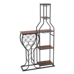11-Bottle Wine Rack with Glass Holder, 5-Tier Bar Shelf