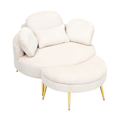 61 inches beige comfortable seat, small sofa with small end table, suitable for lunch break casual afternoon tea time seat, suitable for small apartment, bedroom, space balcony small sofa