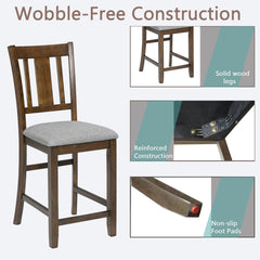 Dining Room Furniture Counter Height Chairs Set for 4, Kitchen Chair with Padded Seat, Walnut