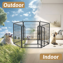 6-Panel Heavy-Duty Dog Playpen, 31.7" Tall Foldable Pet Fence with Door