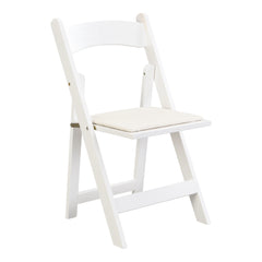 Upholstered folding chair,space saving, easy to carry, ,4PCS,Beige cushion/white shelf,Dining room