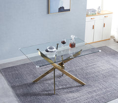 Modern Dining Table with Tempered Glass Top & Chrome Base