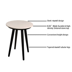 3-Piece Outdoor Conversation Set with Aluminum Frame Chairs & Round Side Table with Marble-Look Top - Ember Black