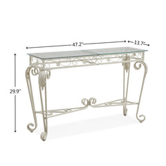 Modern Glass & Metal Console Table for Entryway with Storage