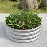 32" Tall Round Metal Raised Garden Bed, Planter Box for Vegetables - Silver