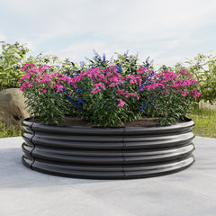 47" Tall Round Metal Raised Garden Bed, Planter Box for Vegetables - Black