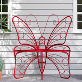 Modern Butterfly Cast Metal Garden Bench, Outdoor Patio Bench for Yard & Entryway
