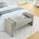 Bedroom storage stool, linen fabric storage stool, large storage space, 50.39 inches, can be used for bed end, living room, entrance, Gray