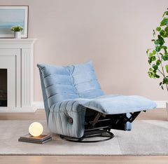 Modern Rotatable Lake Blue Lounge Chair with Side Storage Pocket - Stylish & Durable Recliner for All Your Room