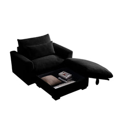 Black Corduroy Sofa Couch, Modular Couch with Storage Ottoman, Couch Deep Seat Couches for Modern Living Room/Apartment/Office