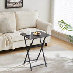 Black Folding TV Tray Table, No Assembly, Space-Saving