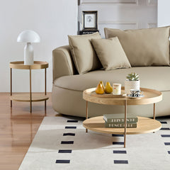 2-Tier Nesting Coffee Table Set, Modern Round Side Tables for Living Room & Bedroom
