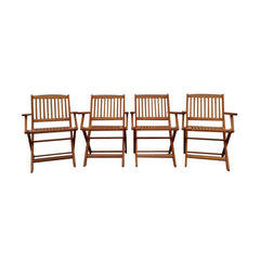 Foldable Patio Dining Set, 4 Folding Chairs, Indoor and outdoor universal, Teak