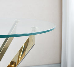 Modern Round Tempered Glass End Table with Chrome Legs – Stylish & Durable