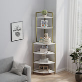 6-Tier Corner Bookshelf, Space-Saving Wood Rack for Home & Office