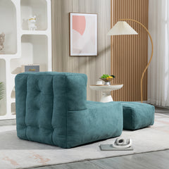 Fluffy bean bag chair, comfortable bean bag for adults and children, super soft lazy sofa chair with memory foam and ottoman, indoor modern focus bean bag chair for living room, bedroom, apartment