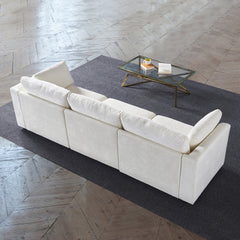 modular sofa white chenille fabric, simple and grand, the seat and back is very soft. this is also a KNOCK DOWN sofa