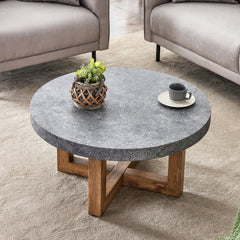 31.4" Modern Round Gray MDF Coffee Table - Retro Style for Living Rooms