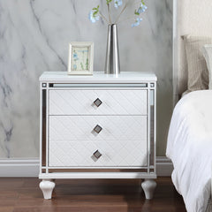 Contemporary Nightstands with mirror frame - Modern Side Table for All Your Rooms, White