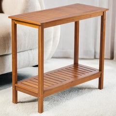 Wooden Workstation for Garden Balcony Garage, Acacia Console Potting Table Light Brown