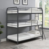 Furniture Triple Bunk Bed, Twin/Twin/Twin, black