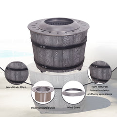 Smokeless Firepit for Wood Pellet or Twig Fuel, Wood Look