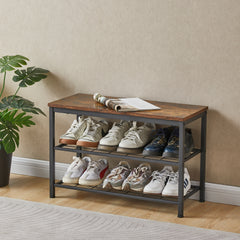 Entryway Coat Rack Bench with Shoe Storage & Coat Hooks
