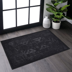 2x3 Washable Doormat Rug Black Grey Non-Slip Entryway Rug Indoor Door Mat for Kitchen Bathroom Laundry Room