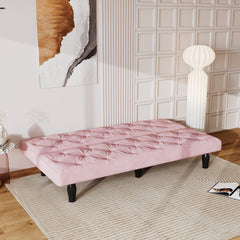 66" Pink Velvet Sofa Bed Luxurious Pull-Out Sofa with Sponge Filling
