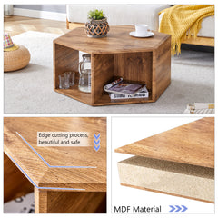 Hexagonal MDF Coffee Table with Storage – Modern & Stylish