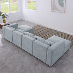 modular sofa Grayish blue chenille fabric, simple and grand, the seat and back is very soft. this is also a KNOCK DOWN sofa