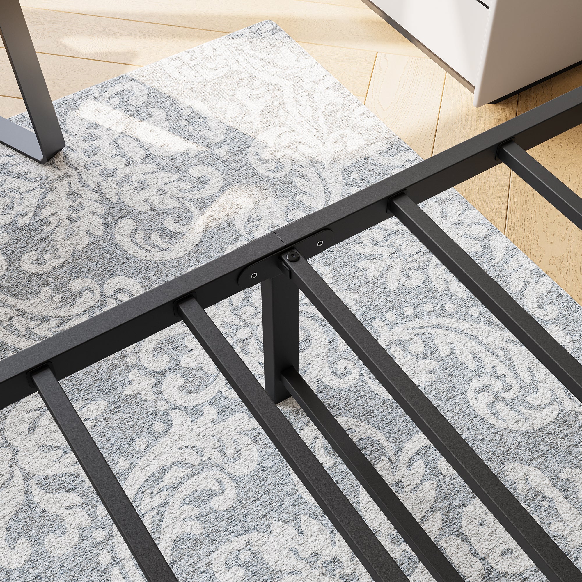 Queen Platform Bed Frame with Wooden Headboard, Black Queen Platform Bed Frame with Wooden Headboard, Black