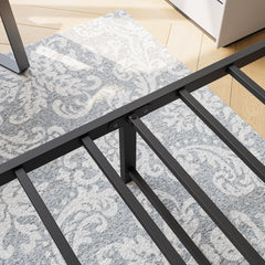 Queen Platform Bed Frame with Wooden Headboard, Black