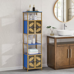 Tall Floor Storage Cabinet with Open & Closed Compartments