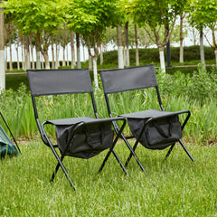 2-Piece Folding Outdoor Chairs with Storage Bag, Portable for Camping & Picnics, Grey