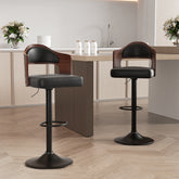 Stylish Plywood and Faux Leather Bar Chair with Adjustable Swivel Iron Base FU01025