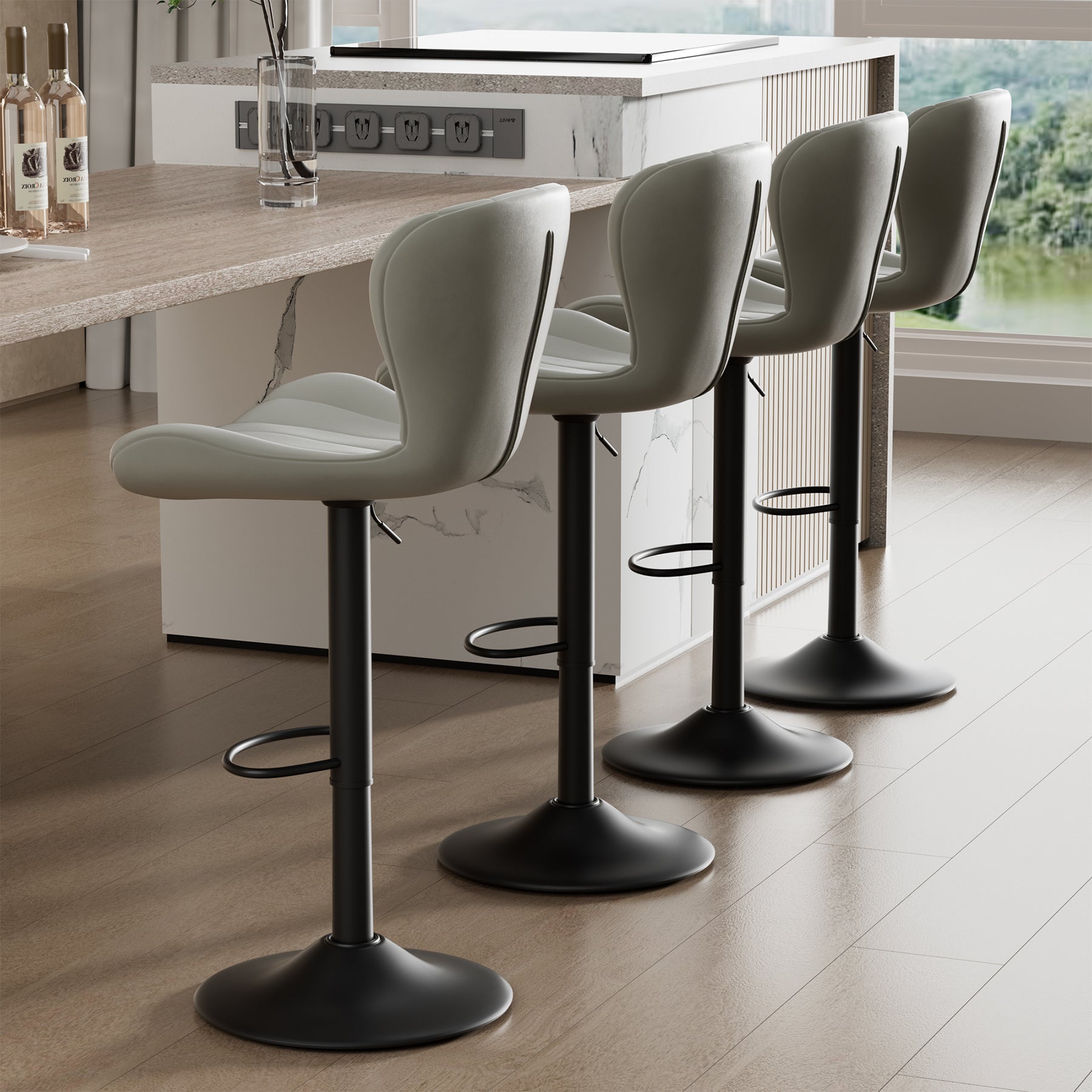 Stylish Faux Leather Bar Chair with Adjustable Height and Footrest - Perfect for Home or Commercial Use FU01052 Stylish Faux Leather Bar Chair with Adjustable Height and Footrest - Perfect for Home or Commercial Use FU01052