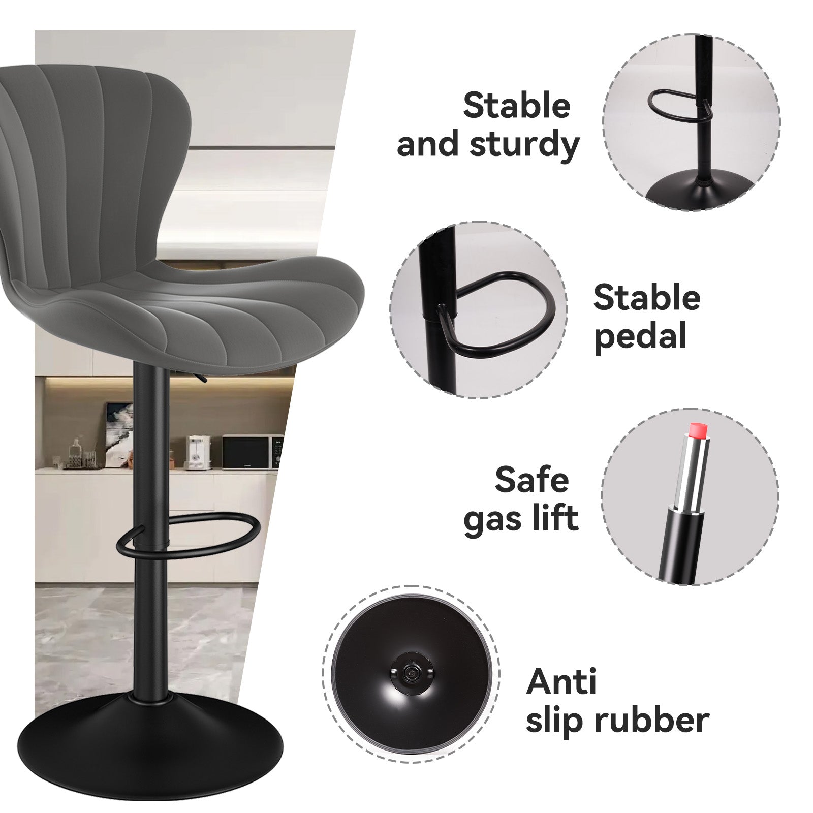 Stylish Faux Leather Bar Chair with Adjustable Height and Footrest - Perfect for Home or Commercial Use FU01052 Stylish Faux Leather Bar Chair with Adjustable Height and Footrest - Perfect for Home or Commercial Use FU01052