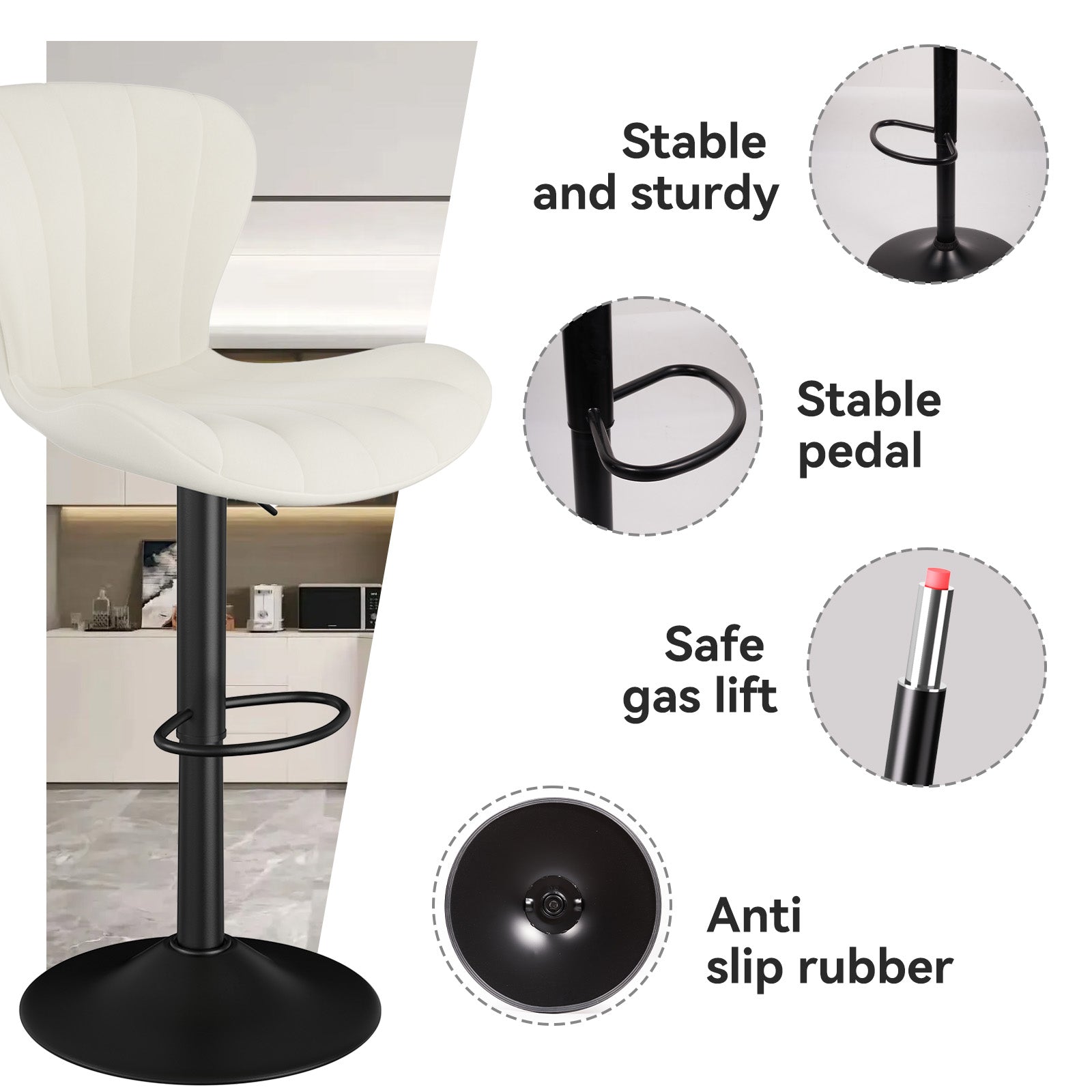 Stylish Faux Leather Bar Chair with Adjustable Height and Footrest - Perfect for Home or Commercial Use FU01052 Stylish Faux Leather Bar Chair with Adjustable Height and Footrest - Perfect for Home or Commercial Use FU01052