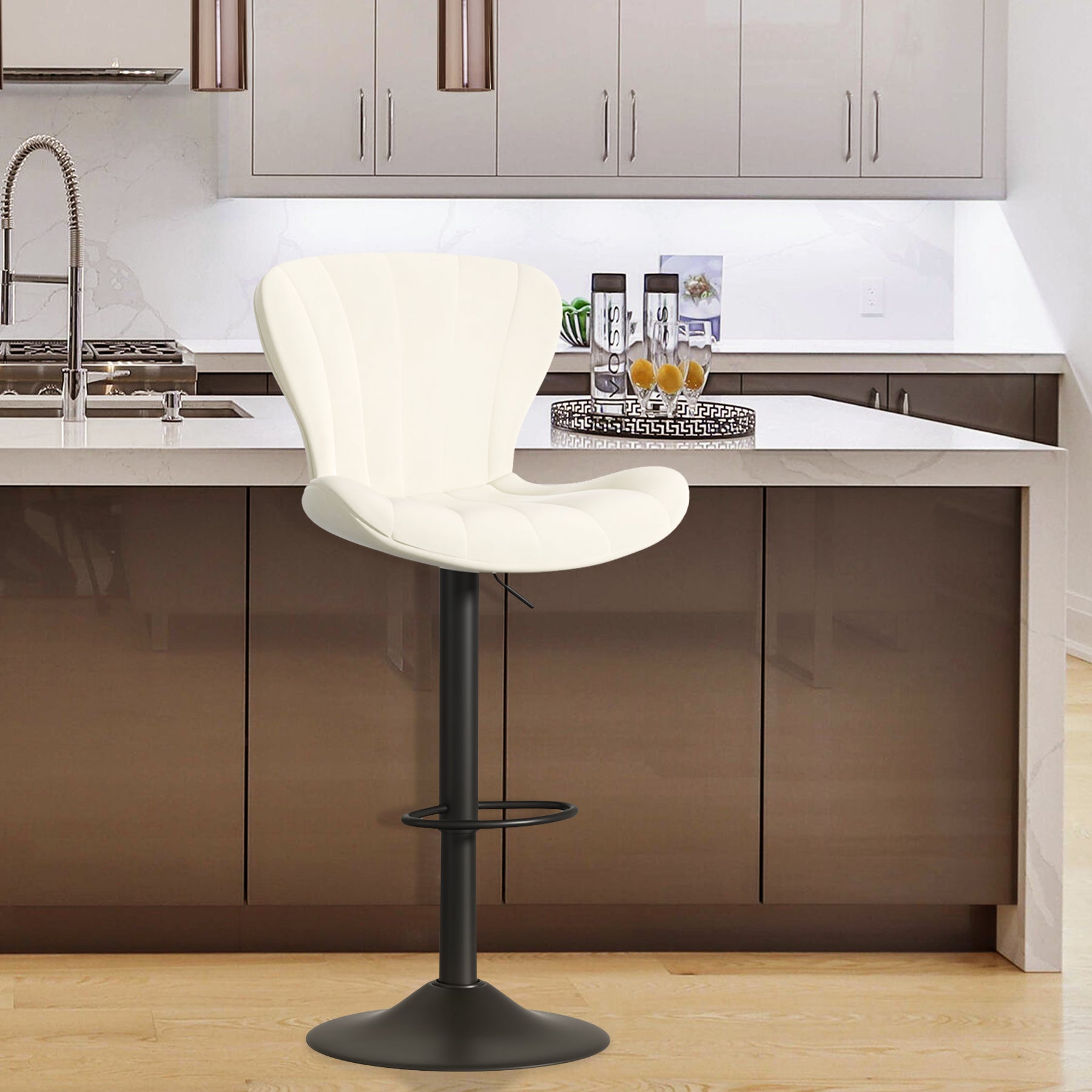 Stylish Faux Leather Bar Chair with Adjustable Height and Footrest - Perfect for Home or Commercial Use FU01052 Stylish Faux Leather Bar Chair with Adjustable Height and Footrest - Perfect for Home or Commercial Use FU01052