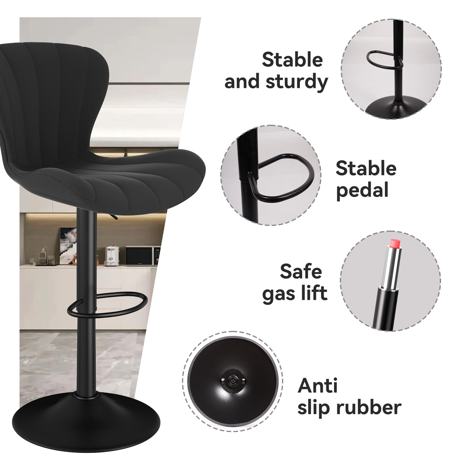 Stylish Faux Leather Bar Chair with Adjustable Height and Footrest - Perfect for Home or Commercial Use FU01052 Stylish Faux Leather Bar Chair with Adjustable Height and Footrest - Perfect for Home or Commercial Use FU01052